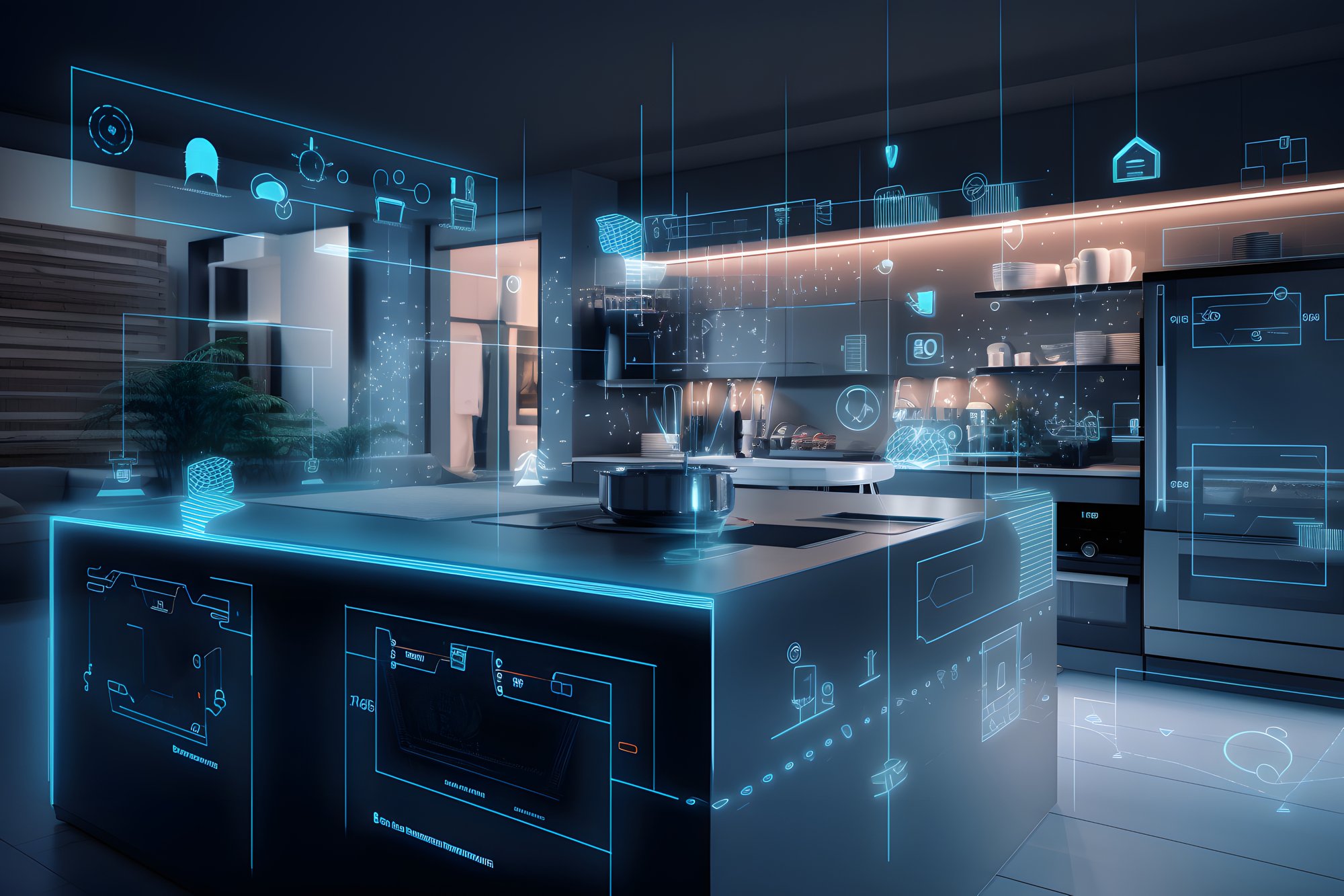 Cocina de alta tecnología con revestimientos digitales - Sensorización de activos y edificios basada en IoT