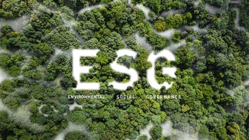 ESG cloud icon green earth concept for environment Society and Governance sustainable environmental concept of the world high angle view of natural environment