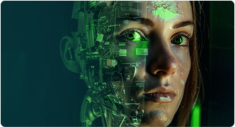 Artificial Intelligence dashboard with human face overlay – enabling predictive asset management.