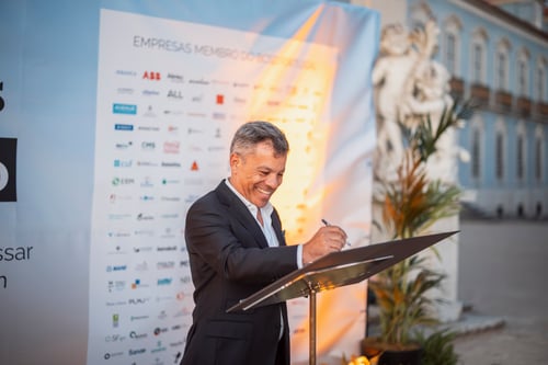 Miguel Salgueiro, socio y director comercial de Nextbitt, en representación de la empresa durante la firma de la «Carta a las Empresas del Futuro» en la cena de presidentes del BCSD Portugal.