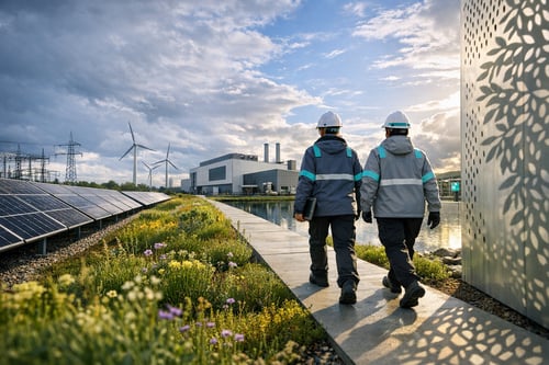 Instalação de telhado verde com integração de natureza e energia