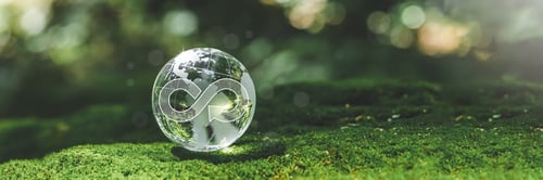 Tierra de cristal Medio ambiente Economía circular sostenible para el crecimiento futuro de la empresa Medio ambiente neutro en carbono y neto Una estrategia climáticamente neutra a largo plazo Objetivos de emisiones de gases de efecto invernadero.