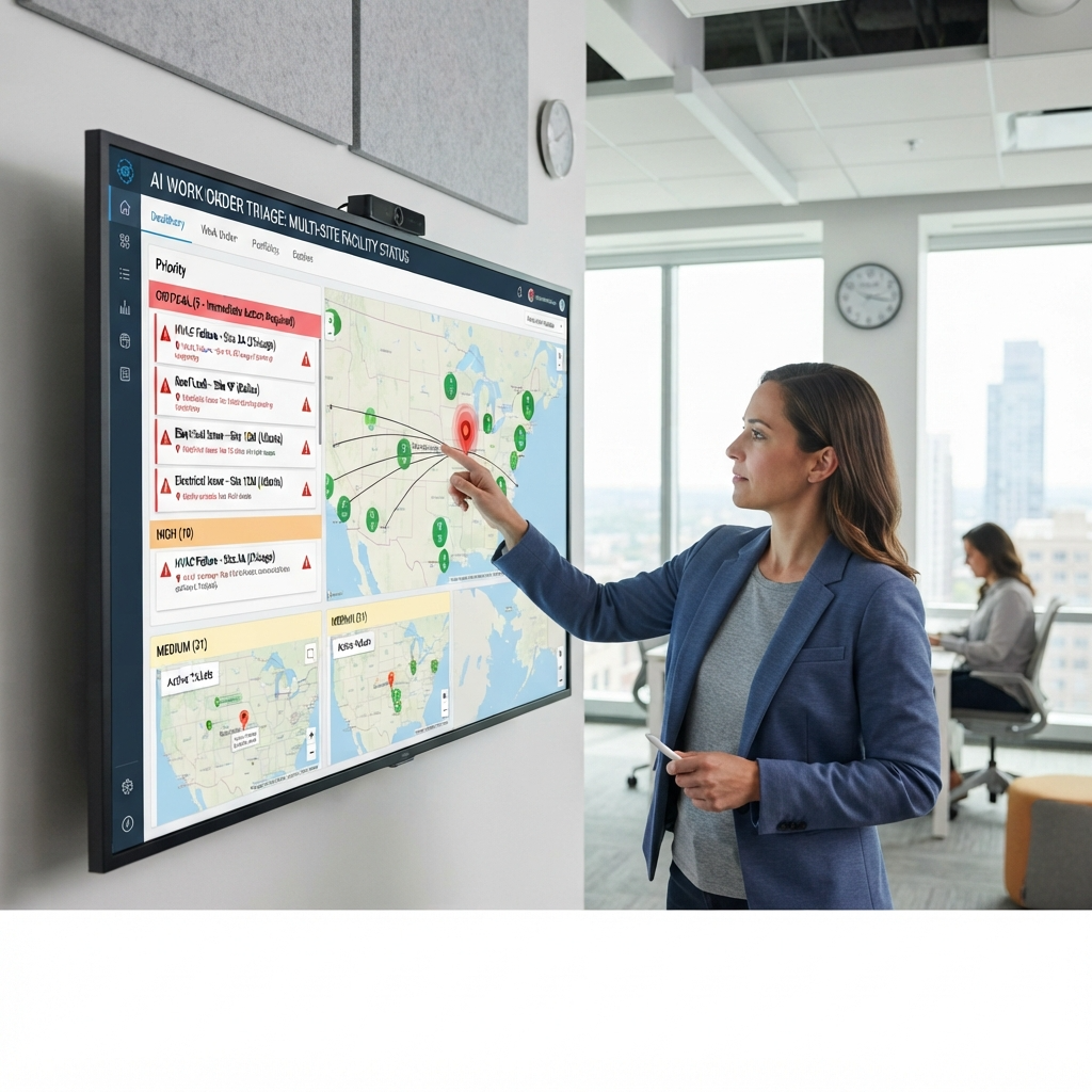 AI work order triage for multi-site facilities