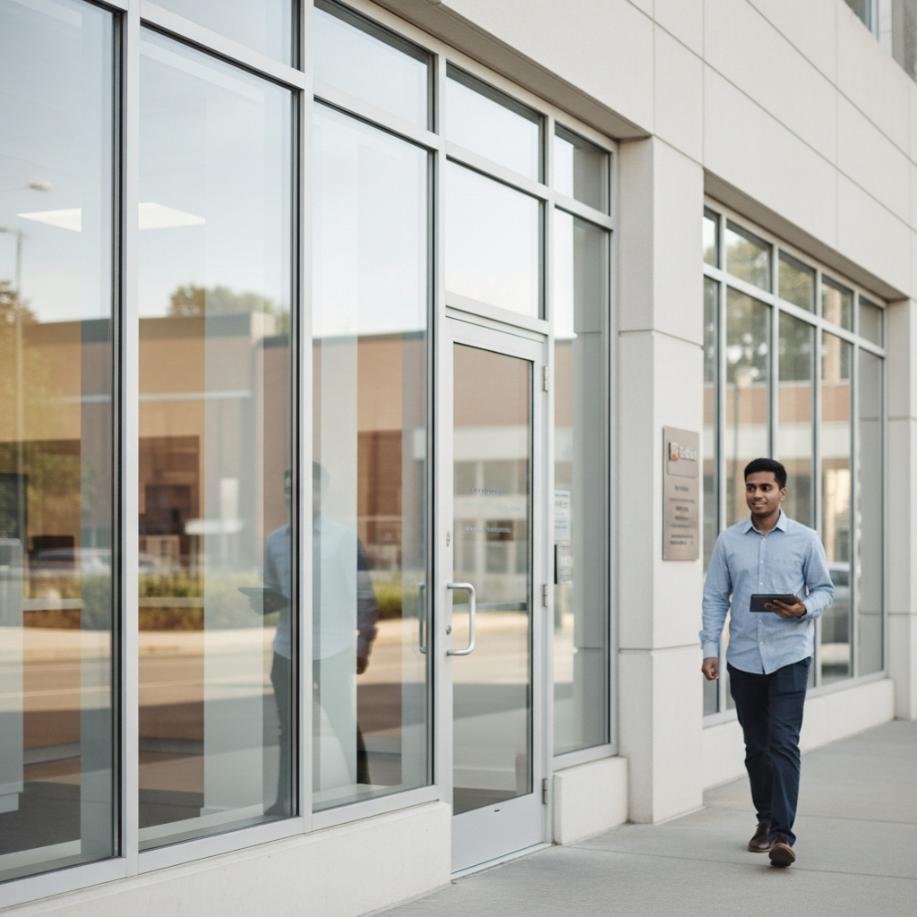 Equipo técnico usando la app móvil